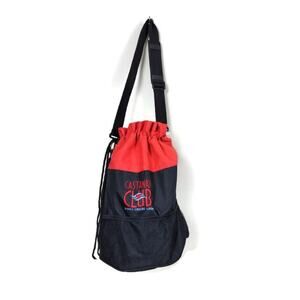 Castaway Club Disney Cruise Line Red and Black Drawstring Backpack Tote Bag